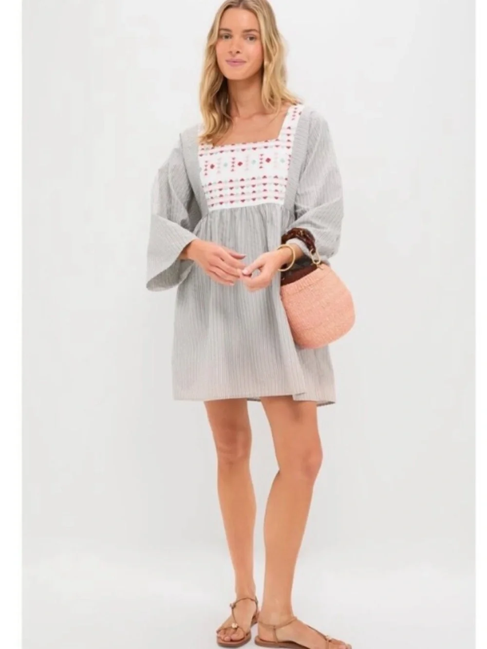 NWT TUCKERNUCK POMANDER PLACE Sage Stripe Embroidered Sadona Dress Size small - Picture 1 of 16